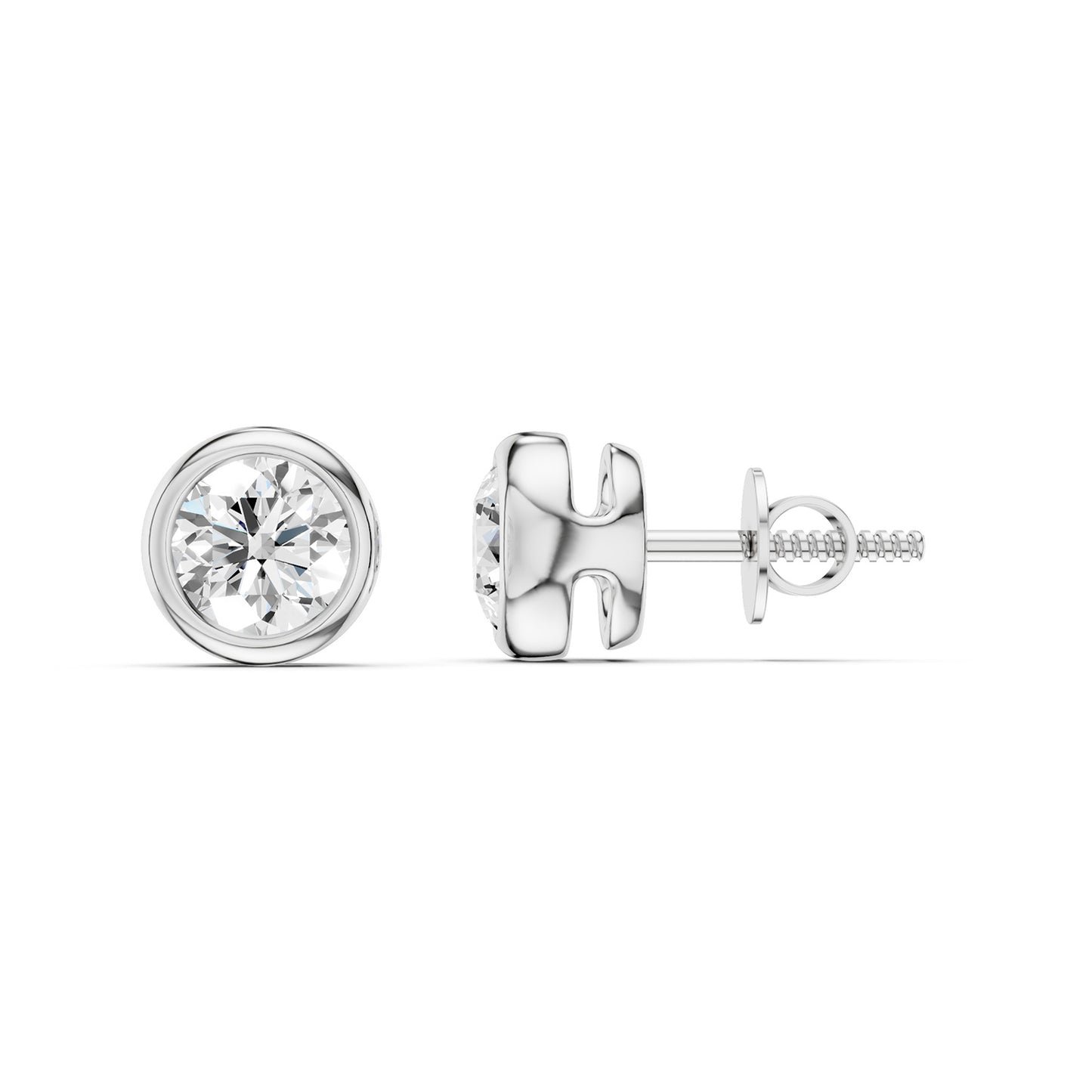 Faceted Open-H Bezel Round Studs