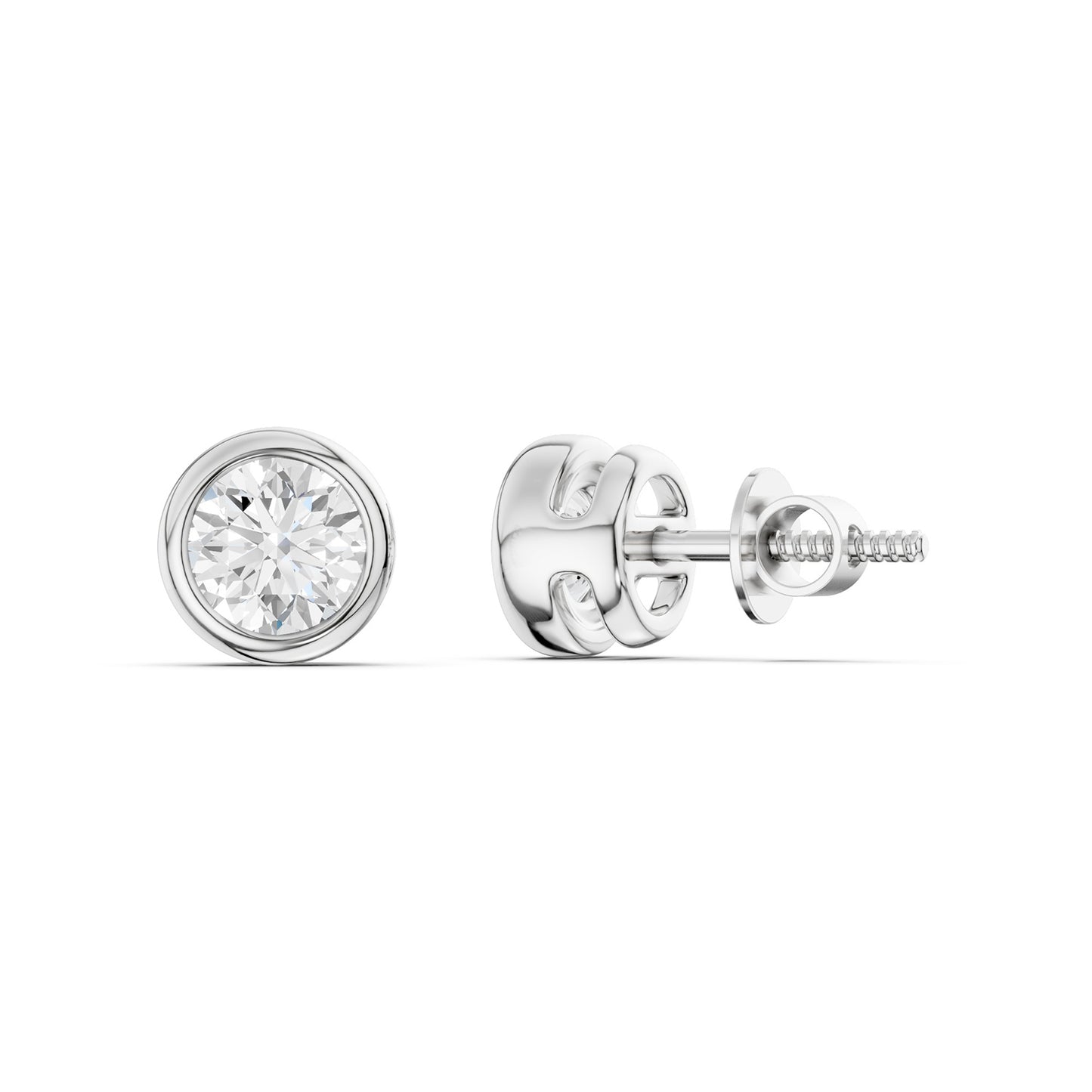 Faceted Open-H Bezel Round Studs
