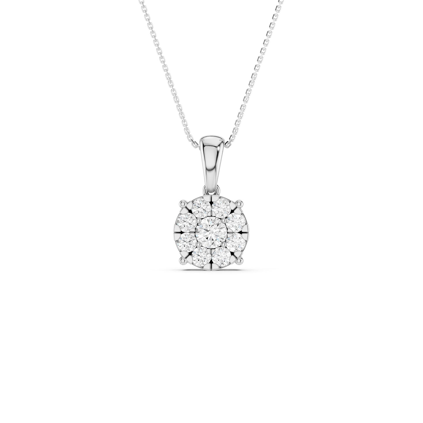 Round Cluster Double Prong Pendant