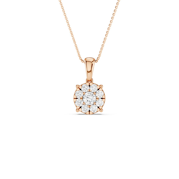 Round Cluster Double Prong Pendant