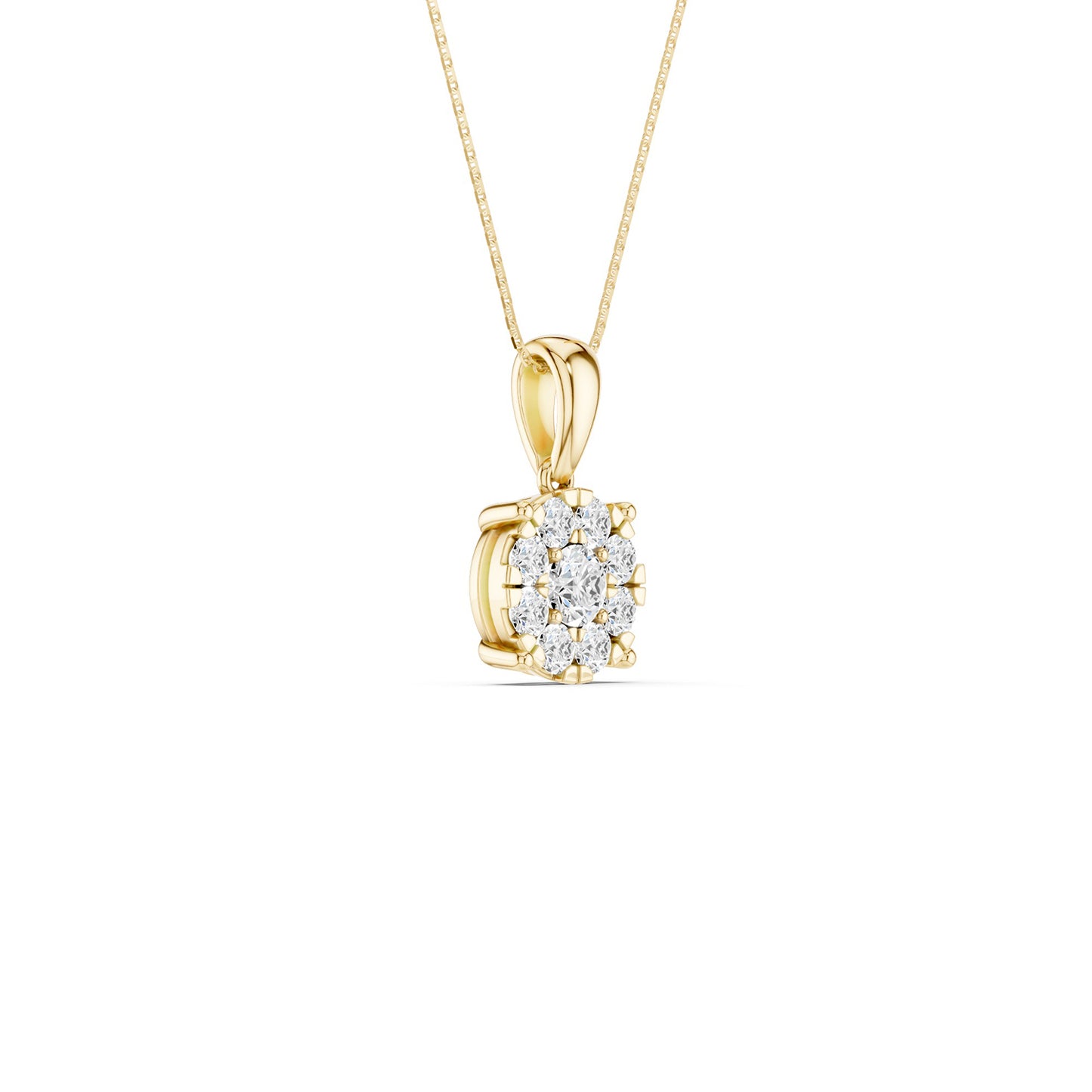 Round Cluster Double Prong Pendant