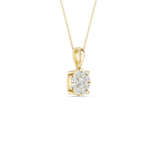 Round Cluster Double Prong Pendant