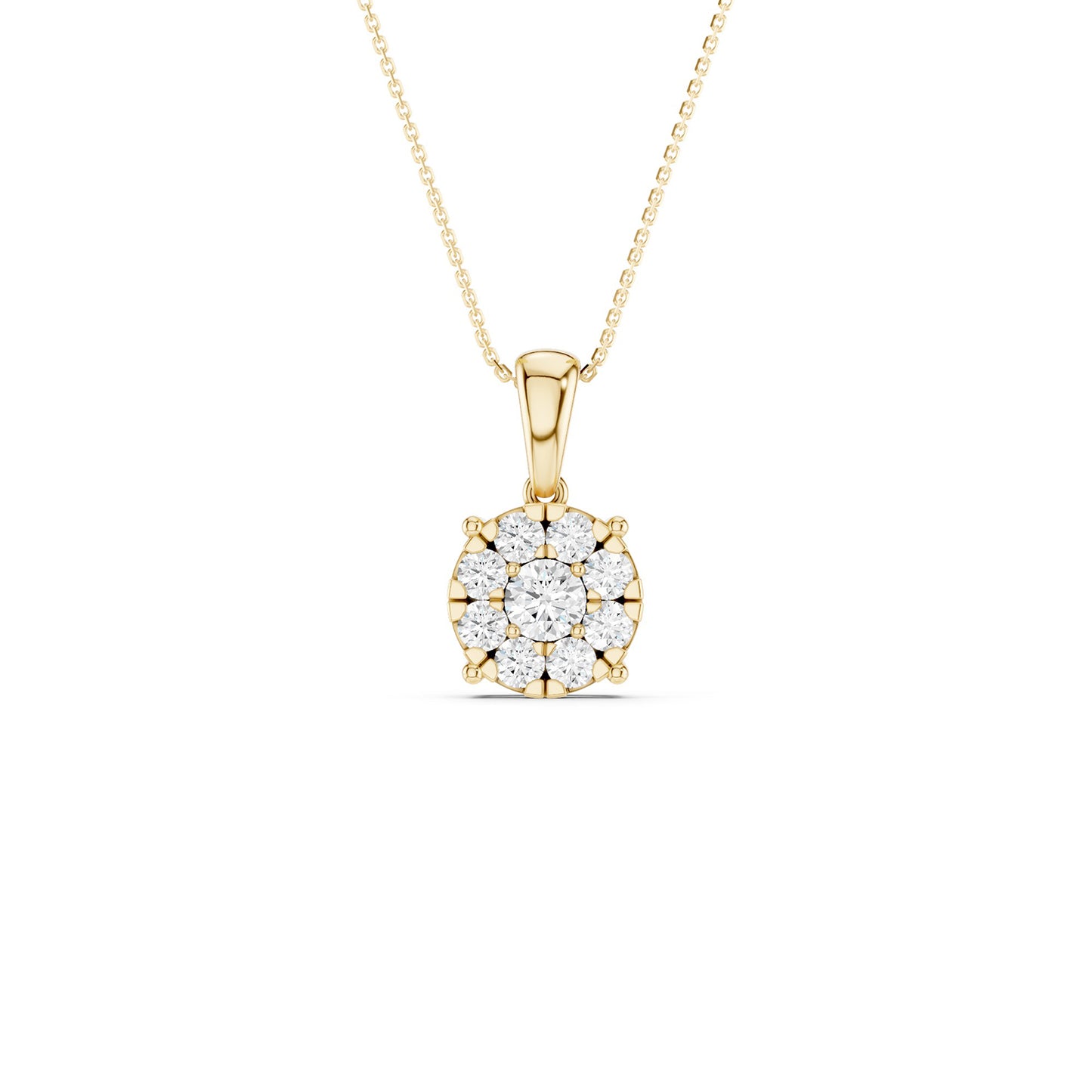 Round Cluster Double Prong Pendant
