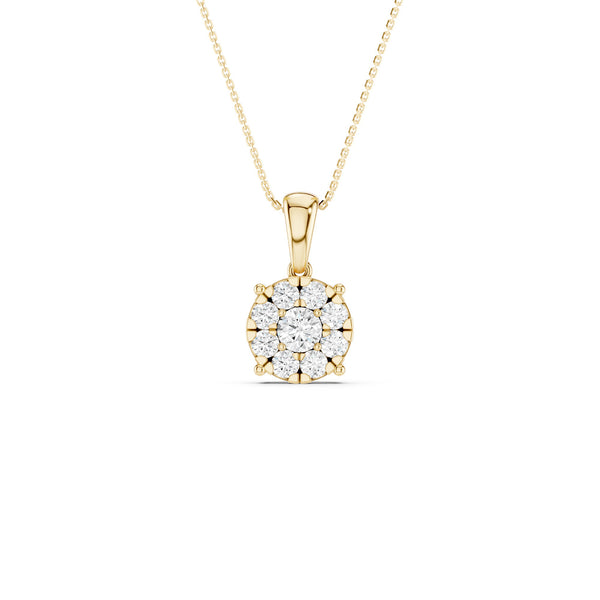 Round Cluster Double Prong Pendant
