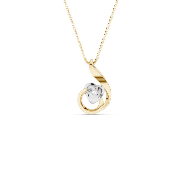 Dual-Tone Nestled Heart Necklace