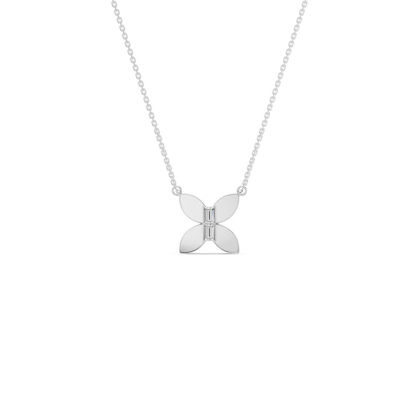 Butterfly Baguette Pendant Necklace