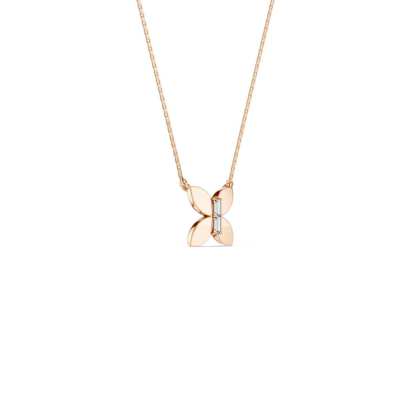 Butterfly Baguette Pendant Necklace