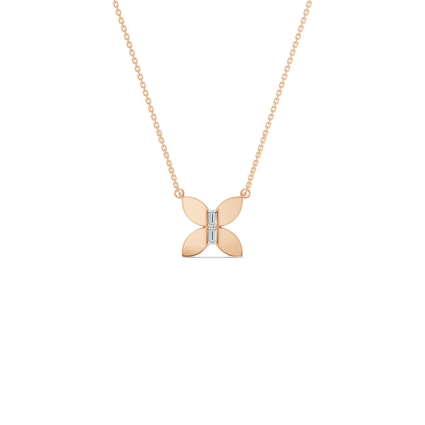 Butterfly Baguette Pendant Necklace
