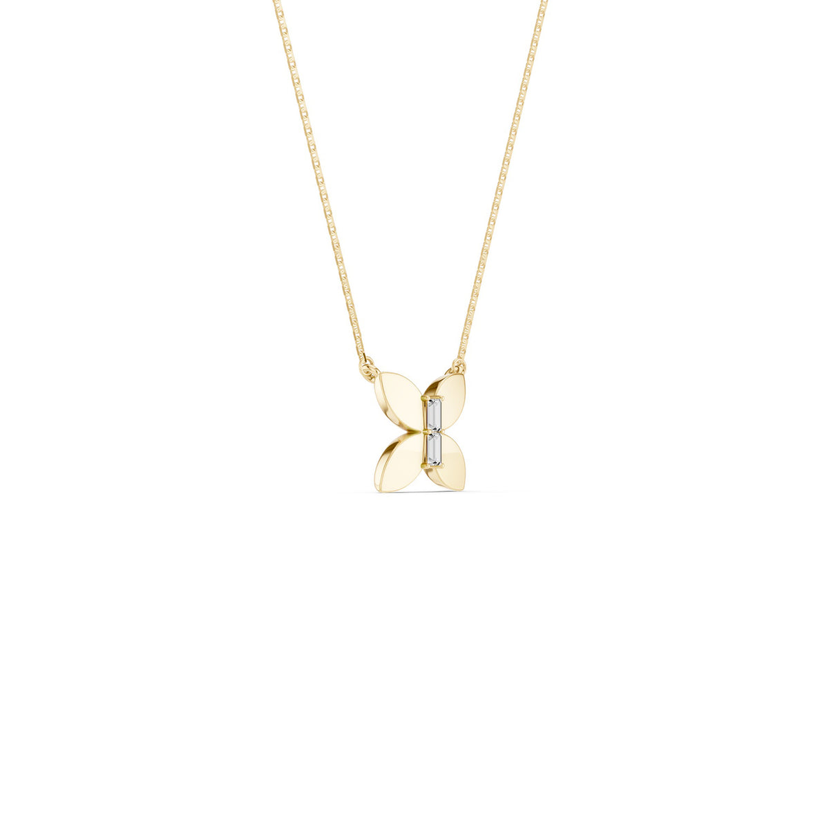 Butterfly Baguette Pendant Necklace