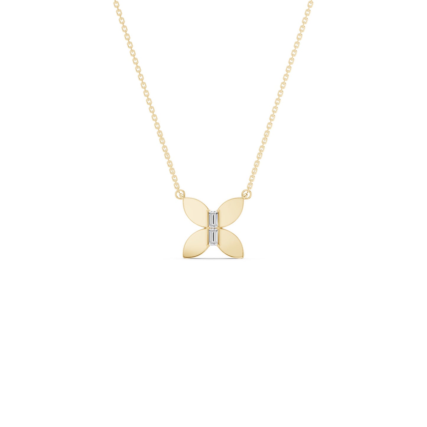 Butterfly Baguette Pendant Necklace