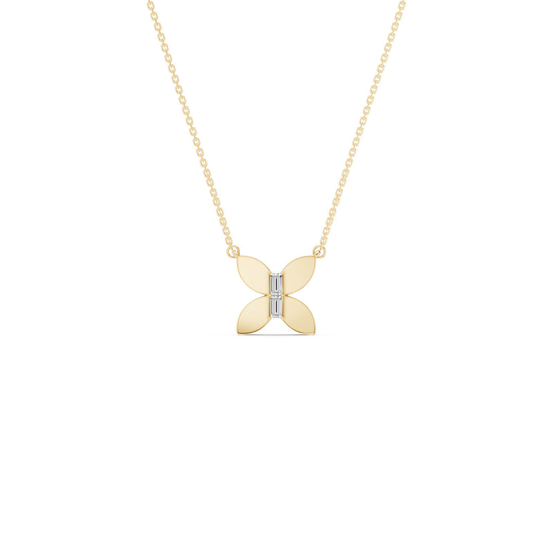 Butterfly Baguette Pendant Necklace