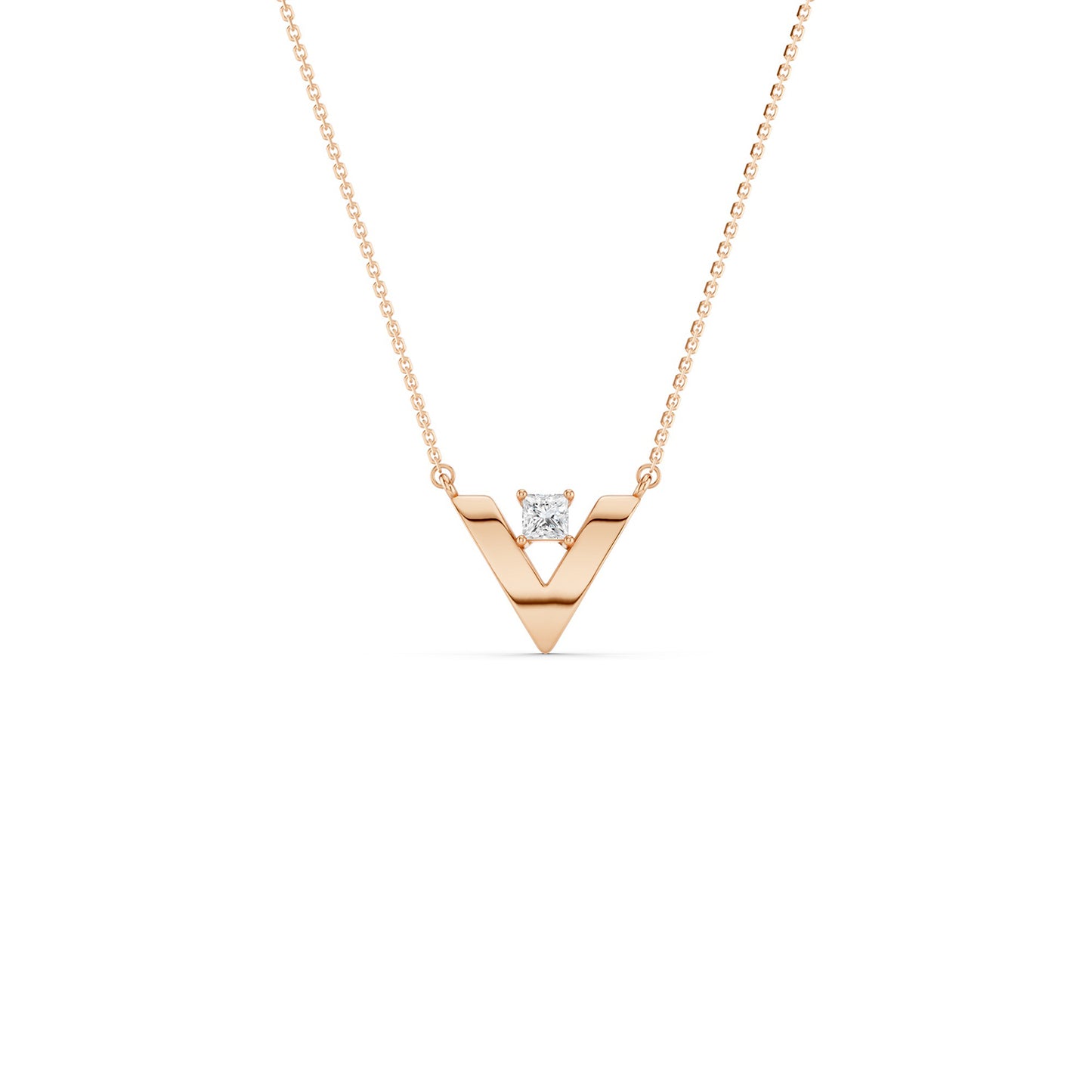 V-Shaped Round-Cut Pendant Necklace