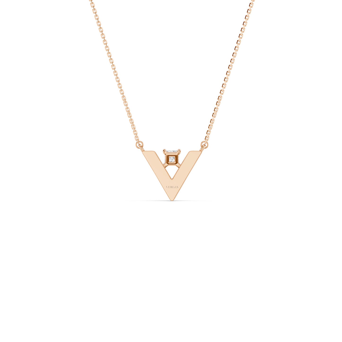 V-Shaped Round-Cut Pendant Necklace