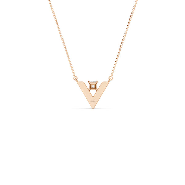 V-Shaped Round-Cut Pendant Necklace