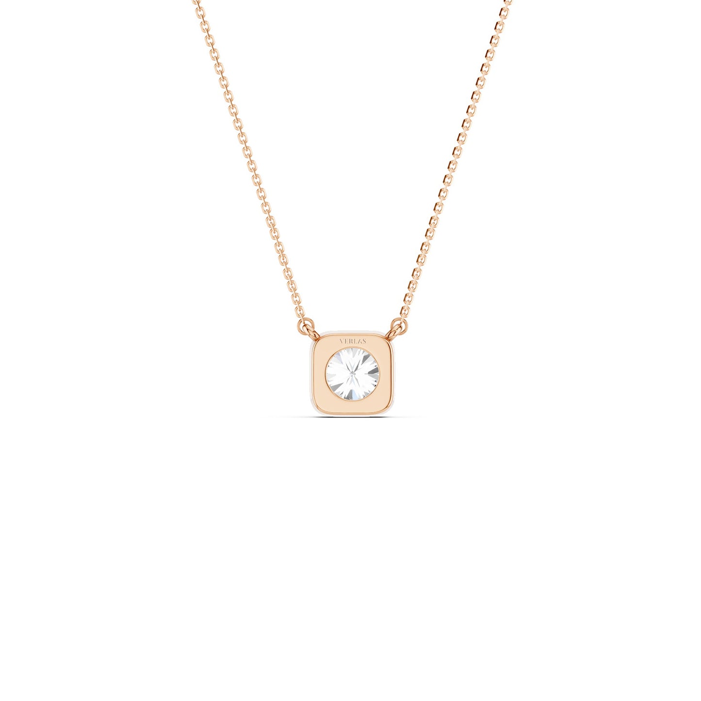 Cushion-Framed Round Solitaire Necklace