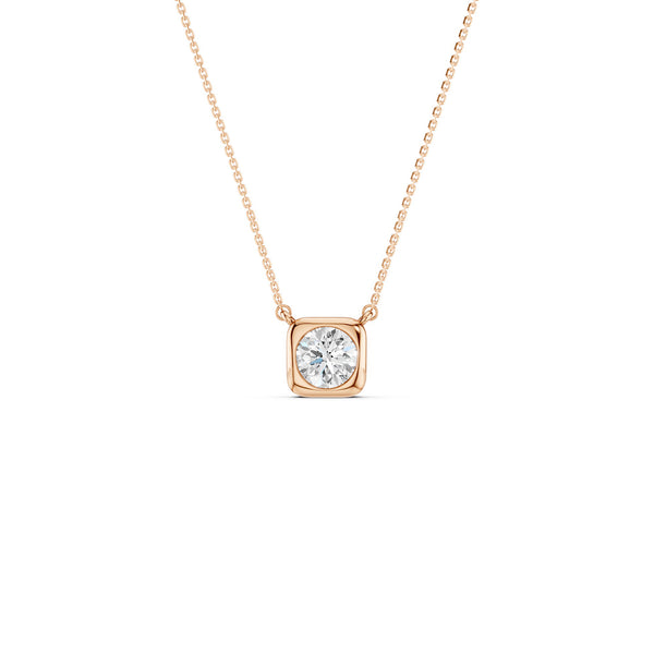 Cushion-Framed Round Solitaire Necklace
