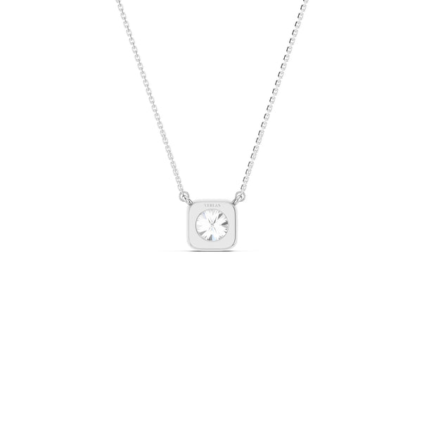 Cushion-Framed Round Solitaire Necklace