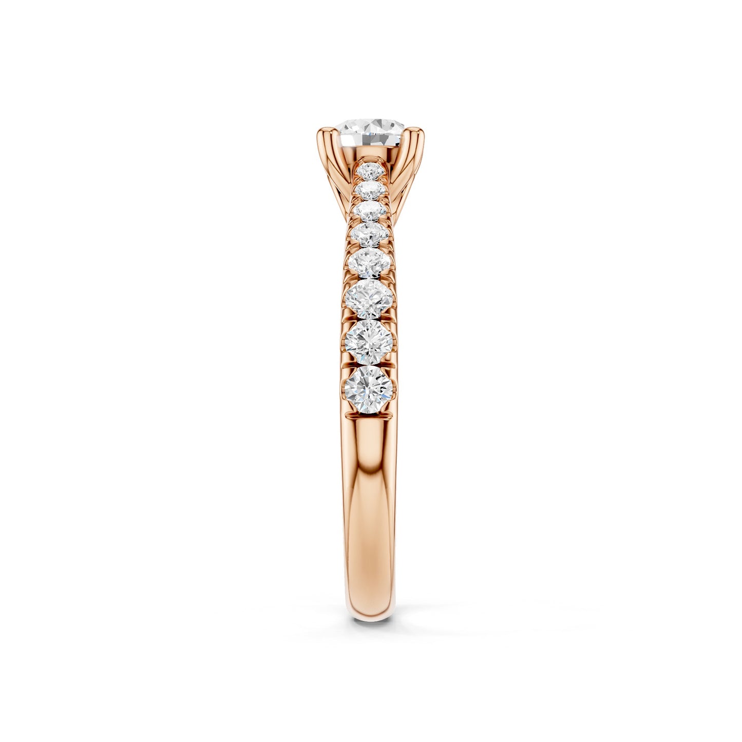 Tapering Round Solitaire Ring