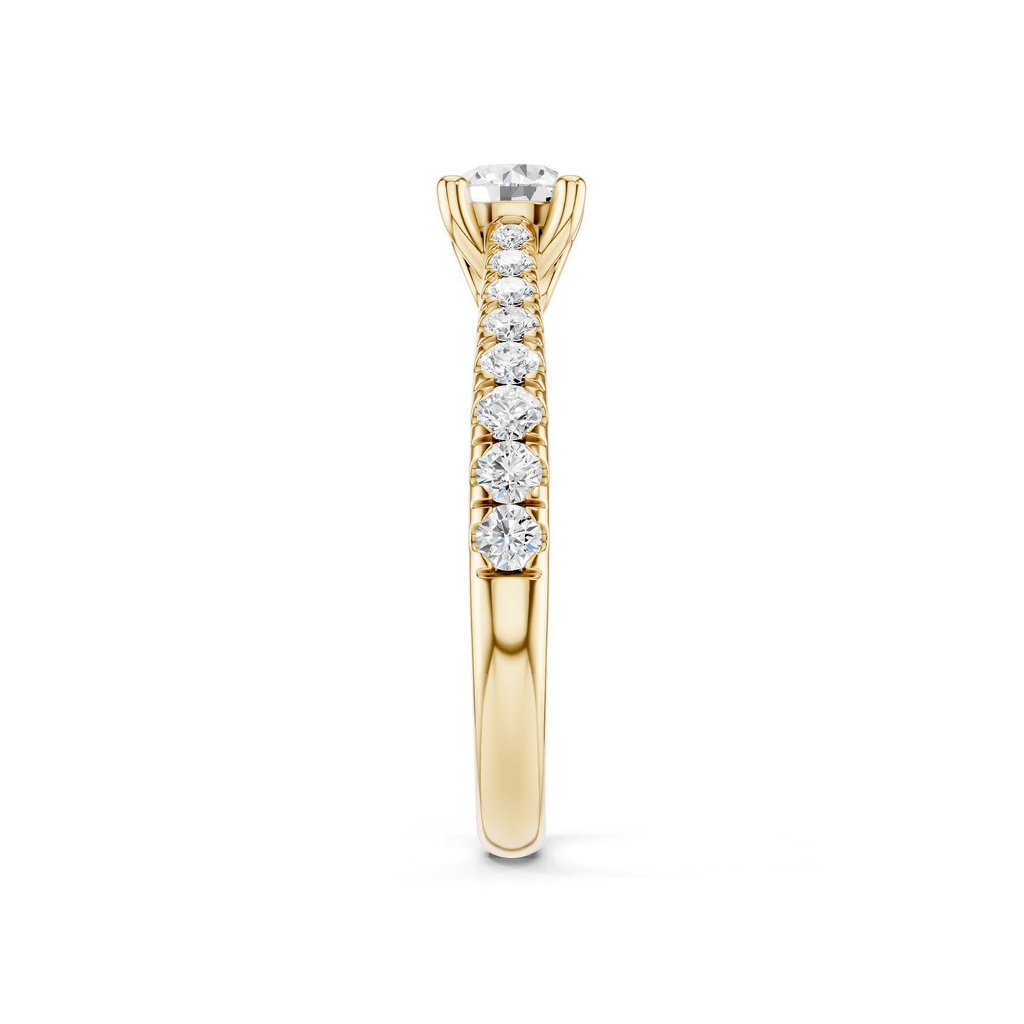 Tapering Round Solitaire Ring