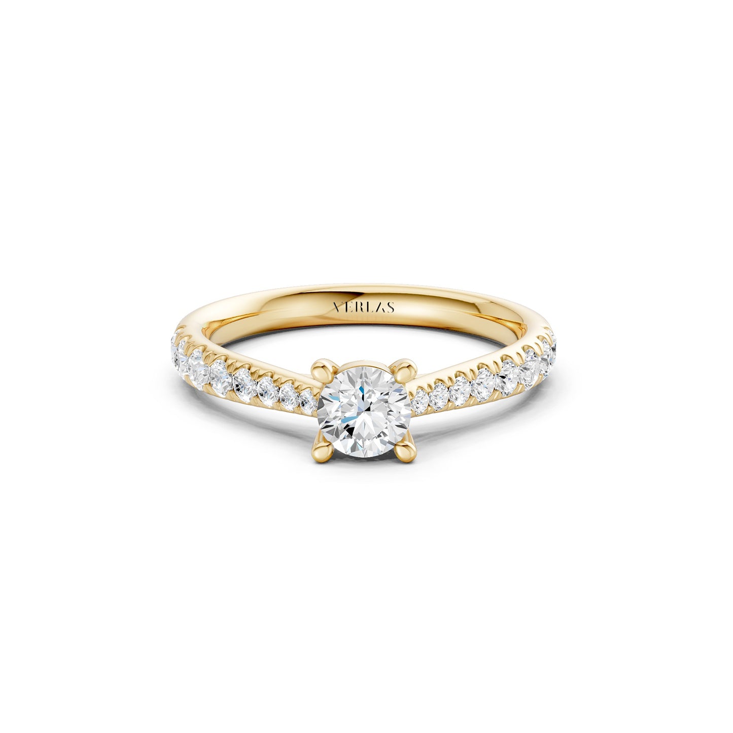Tapering Round Solitaire Ring