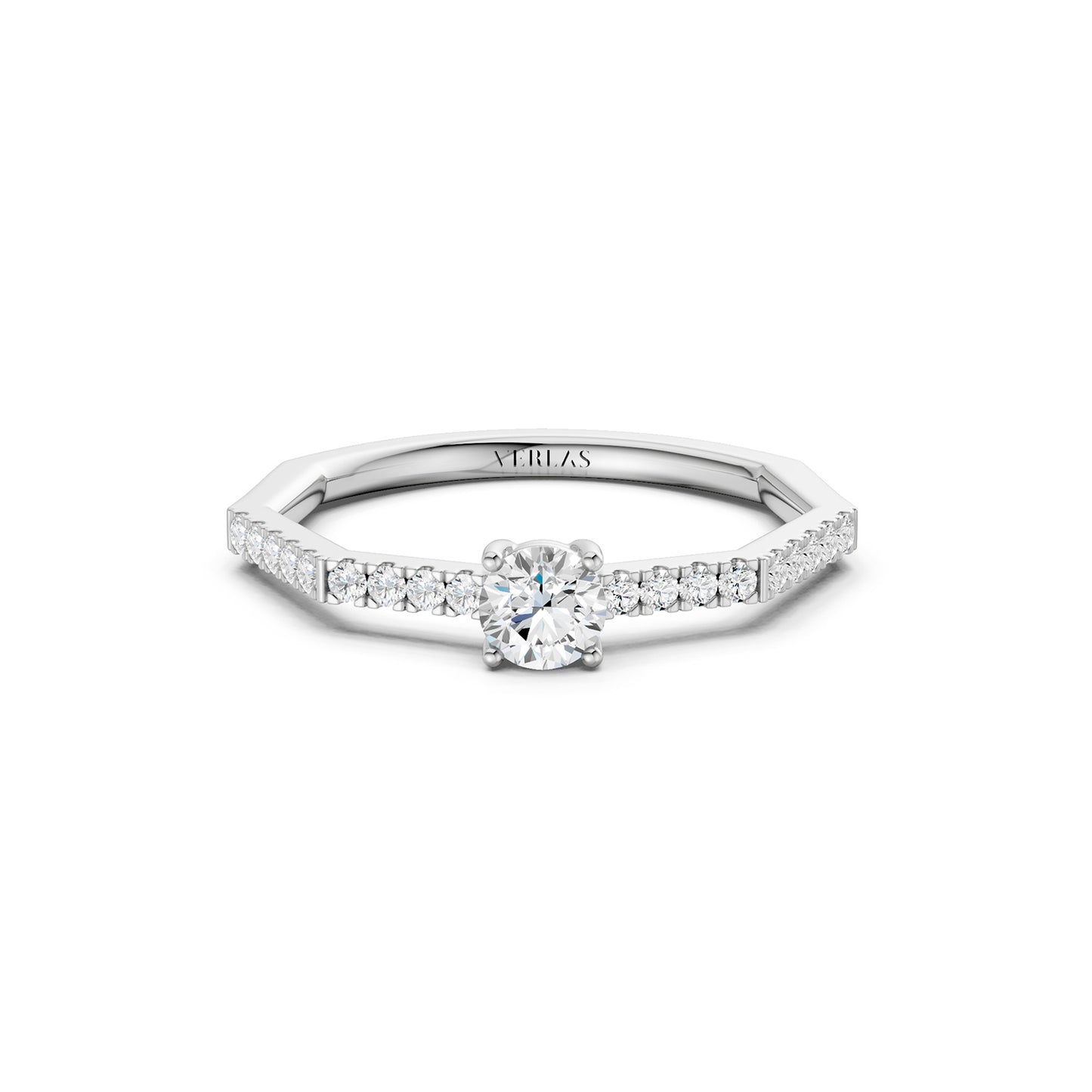 Octad Aura Solitaire Pavé Ring