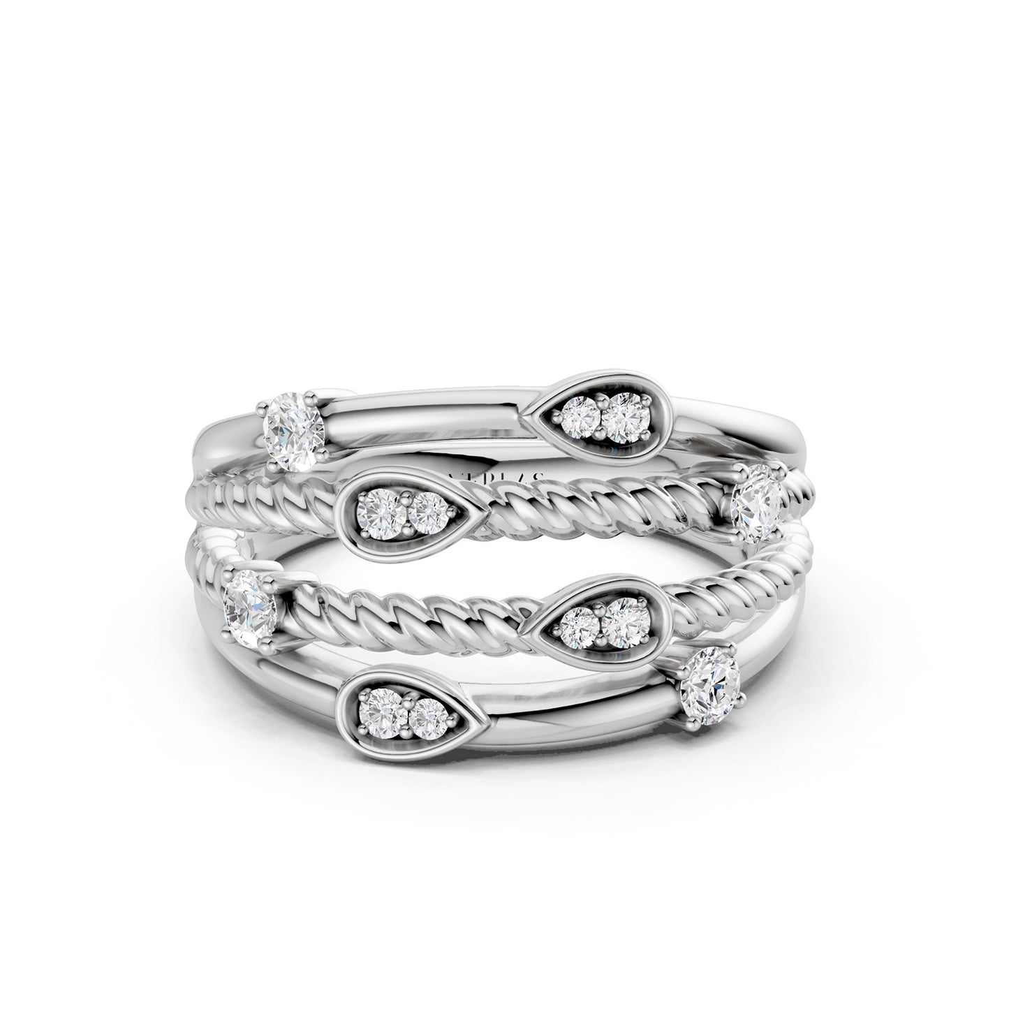 Twisted Multi Row Diamond Ring
