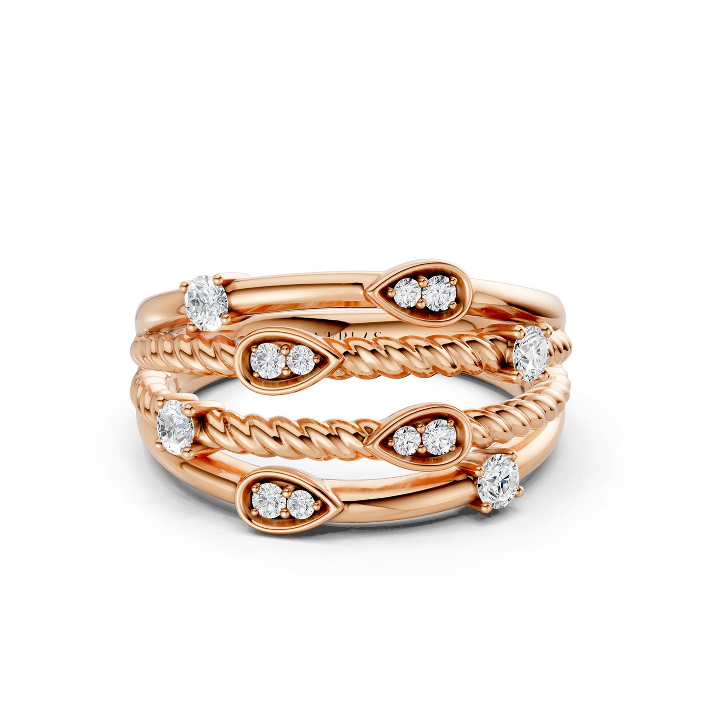 Twisted Multi Row Diamond Ring