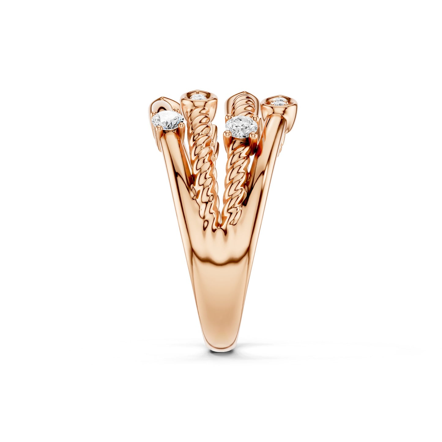 Twisted Multi Row Diamond Ring