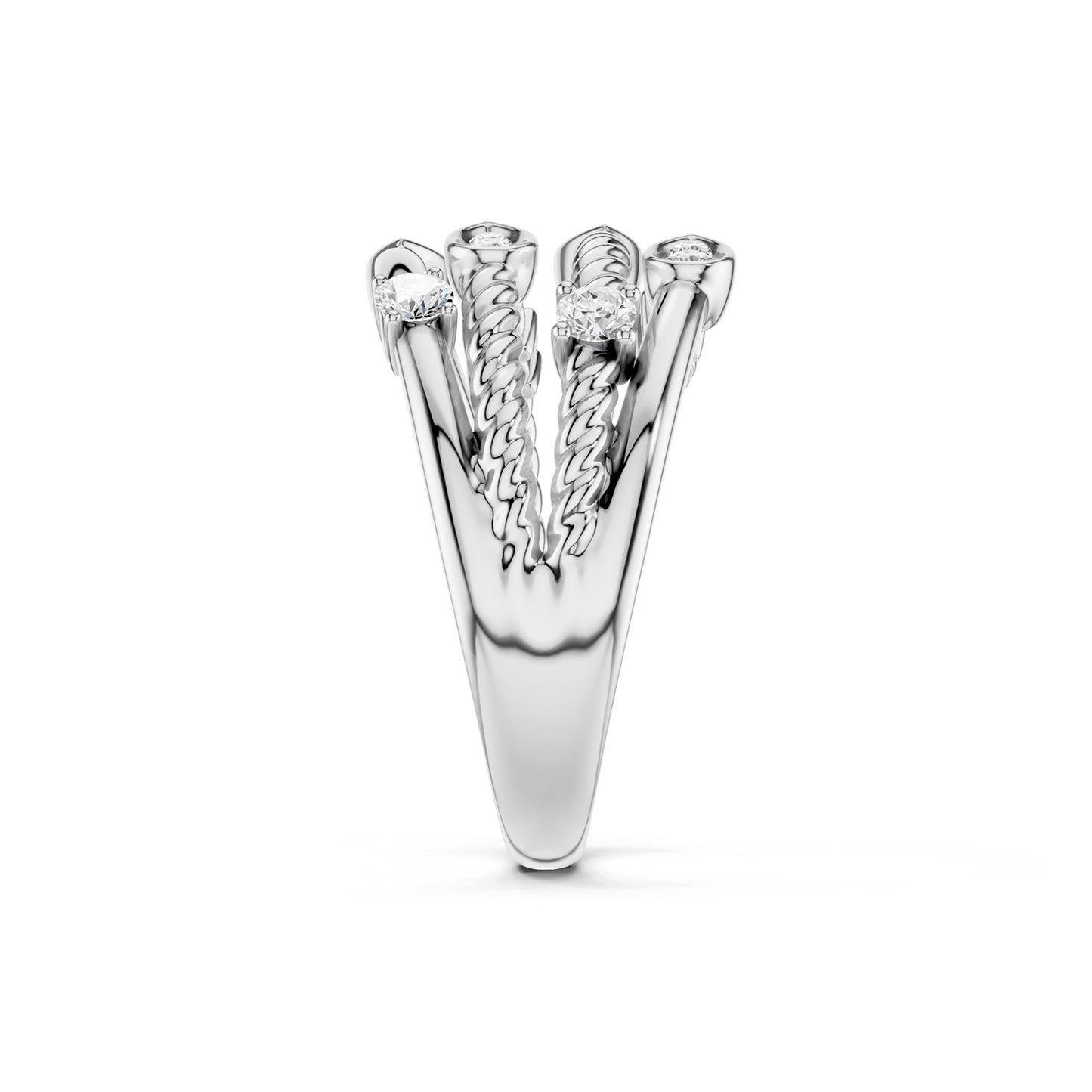 Twisted Multi Row Diamond Ring