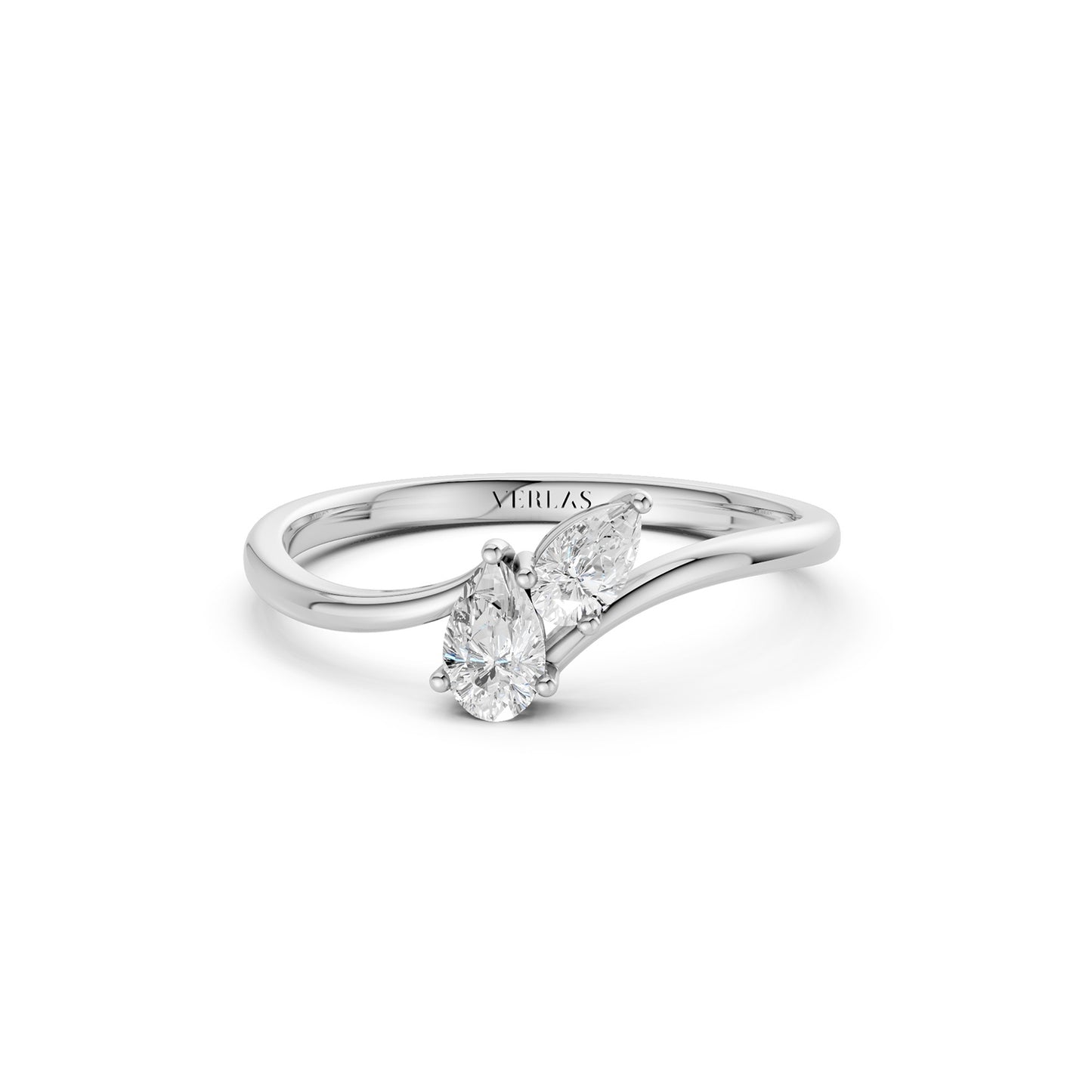 Curved Shank Duo Pear Ring