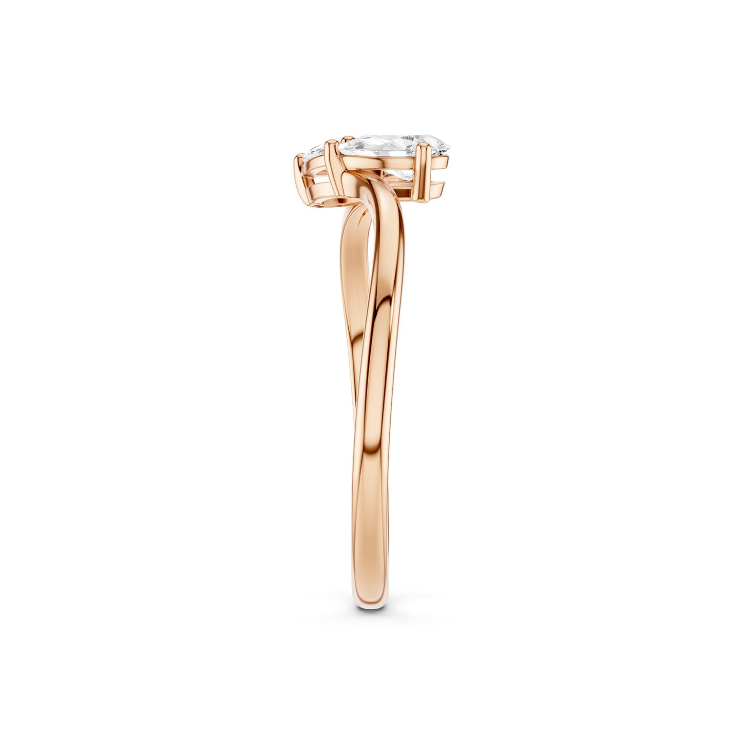 Curved Shank Duo Pear Ring