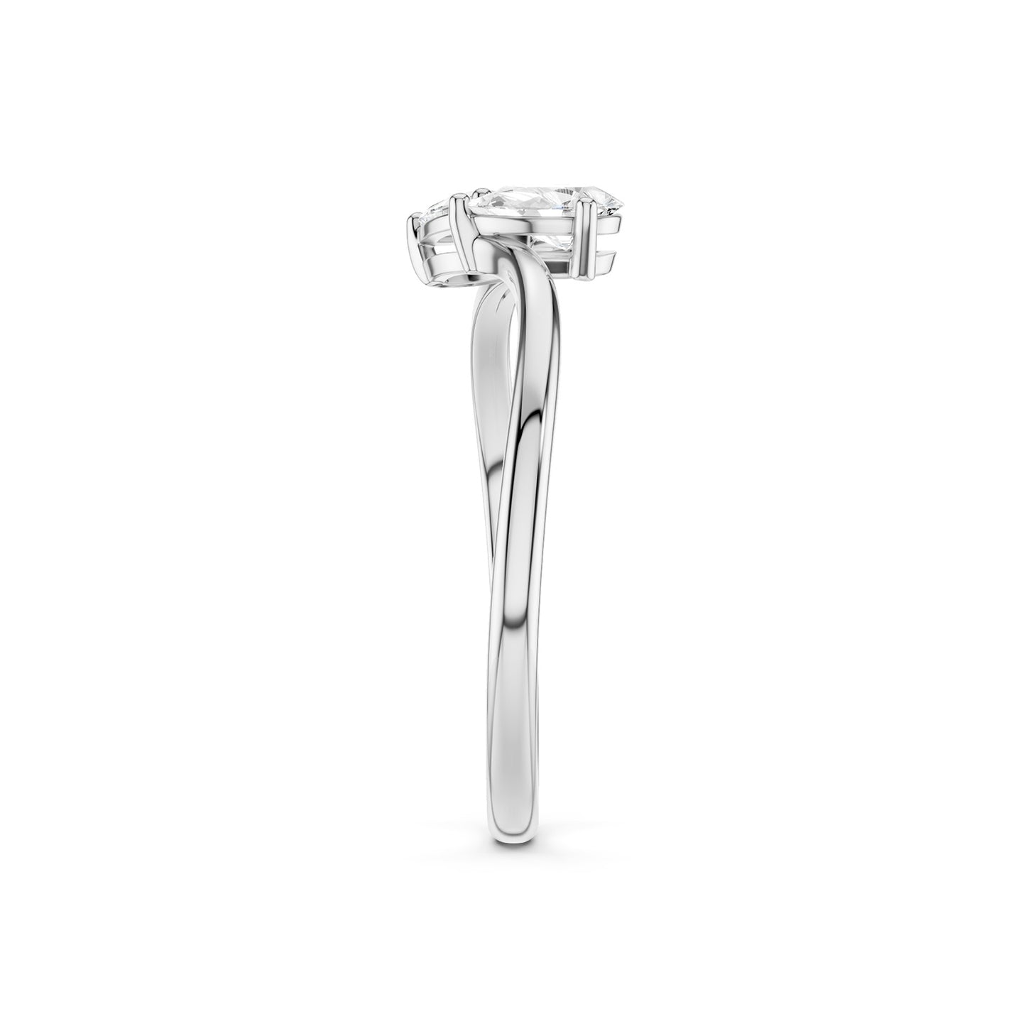 Curved Shank Duo Pear Ring