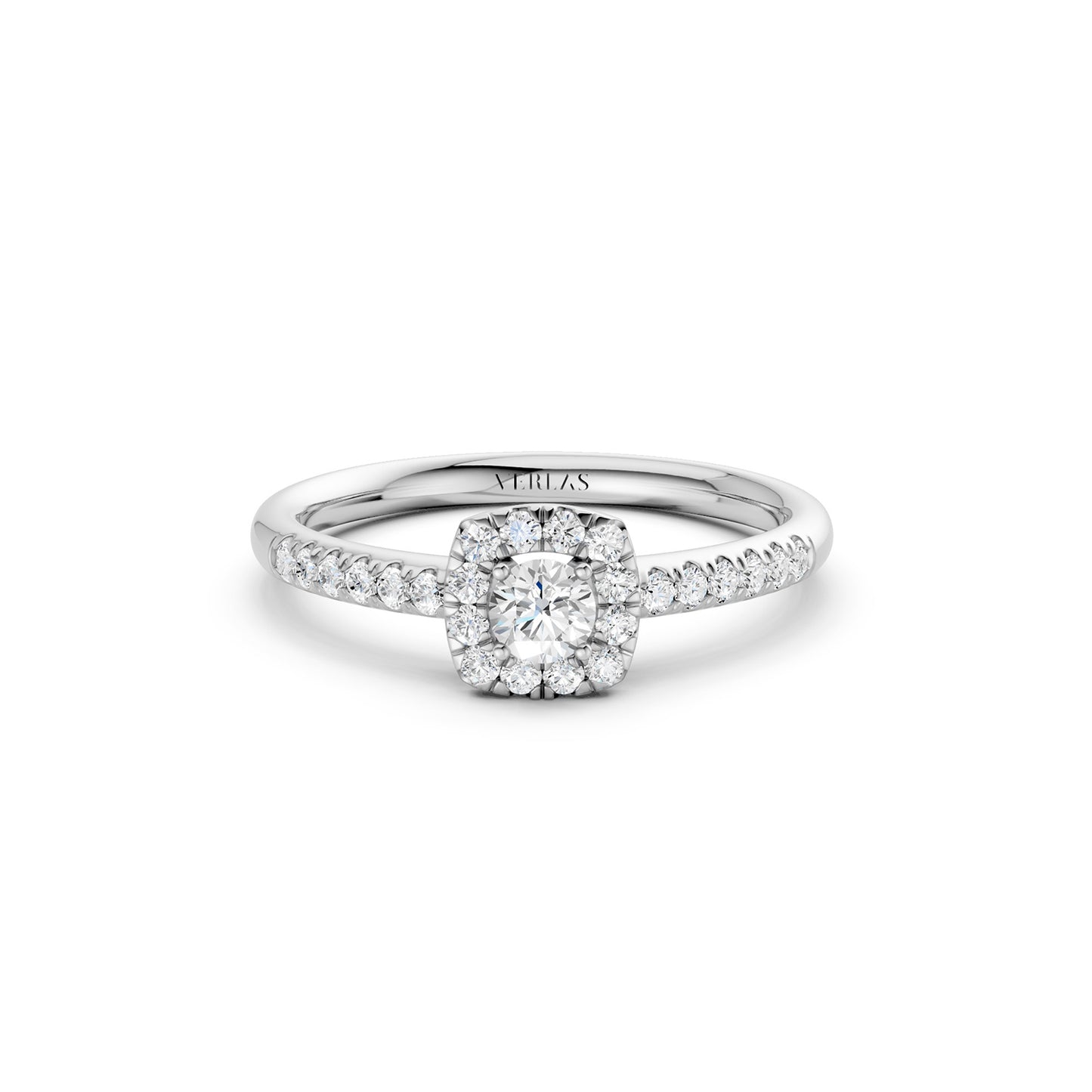 Round Center Princess Halo Ring