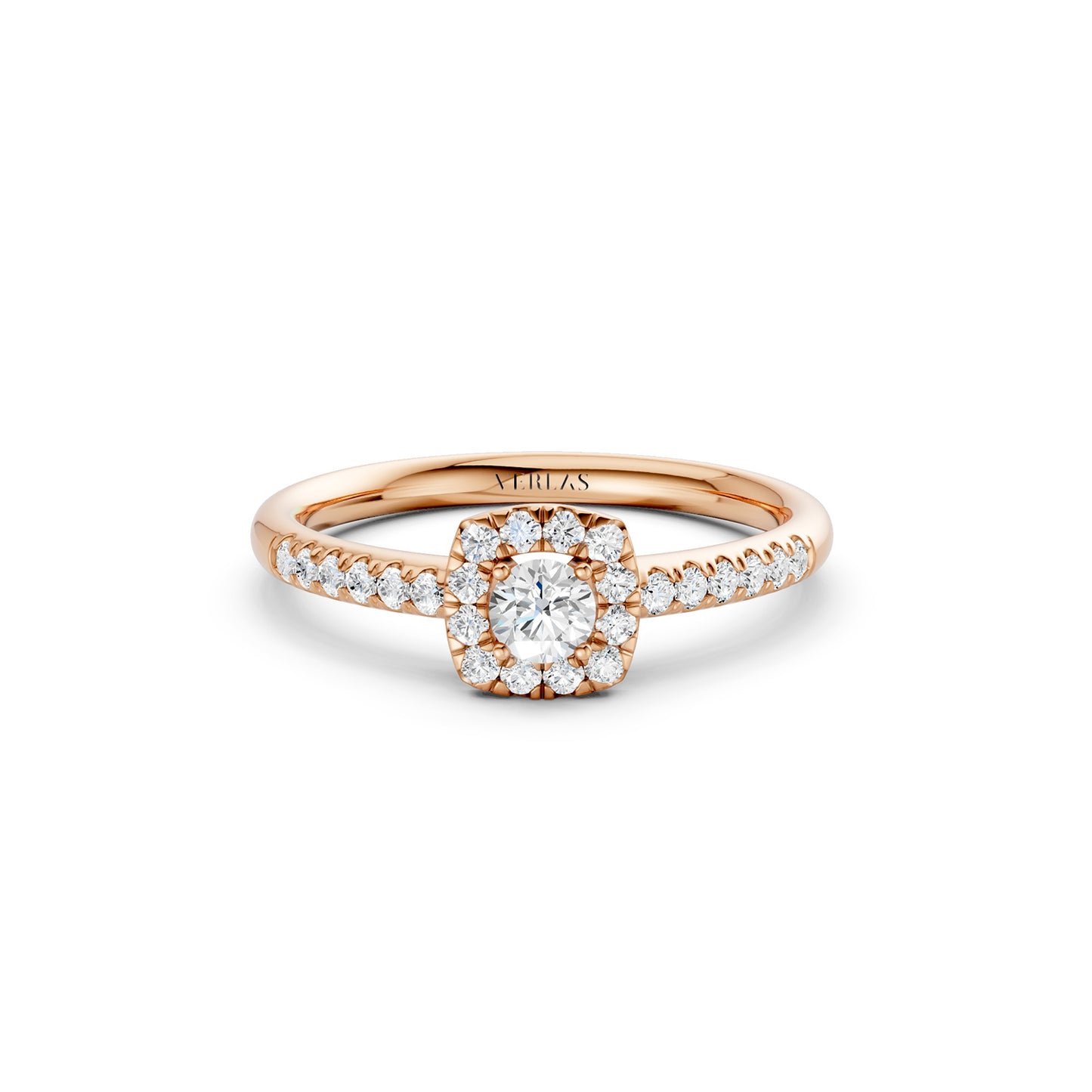Round Center Princess Halo Ring