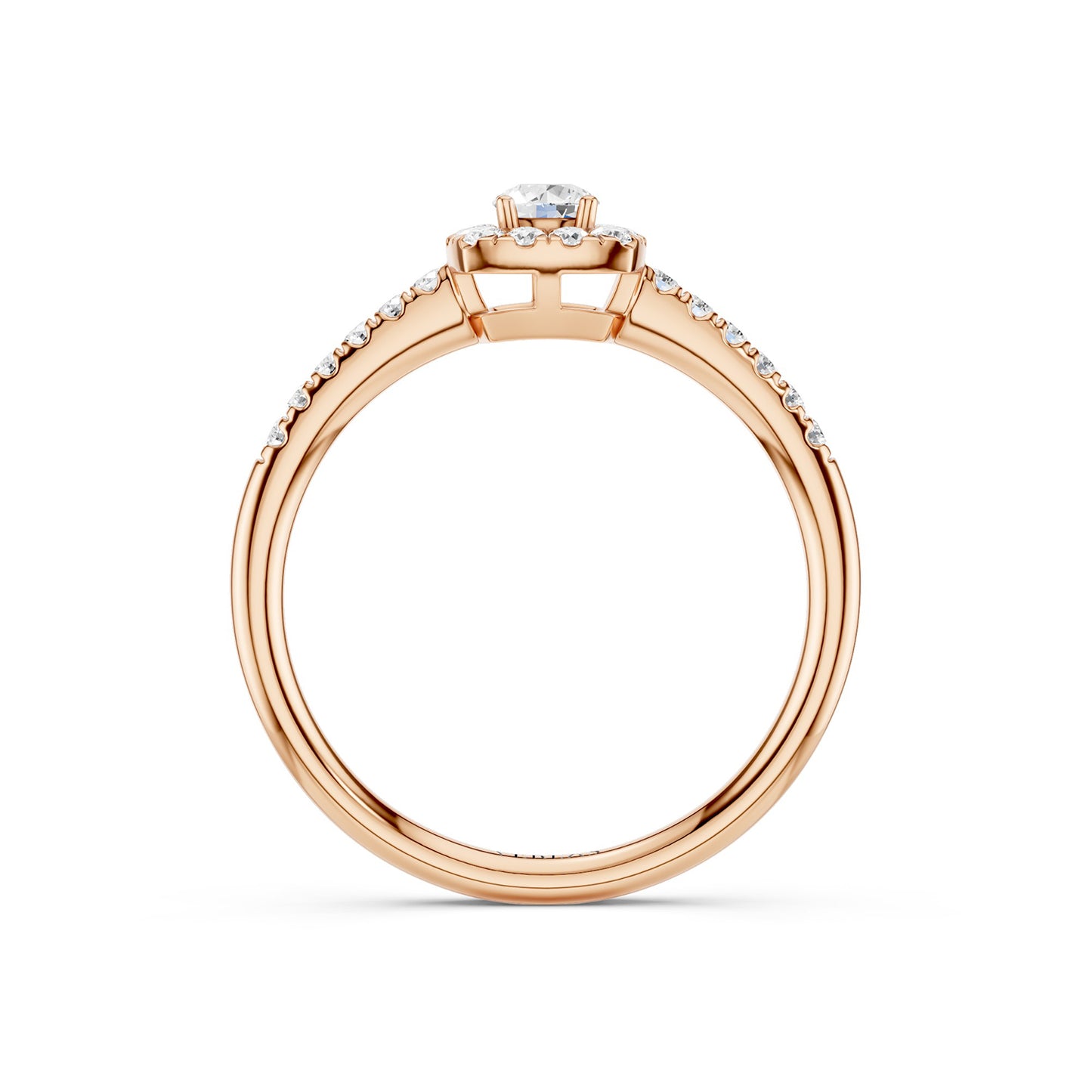 Round Center Princess Halo Ring