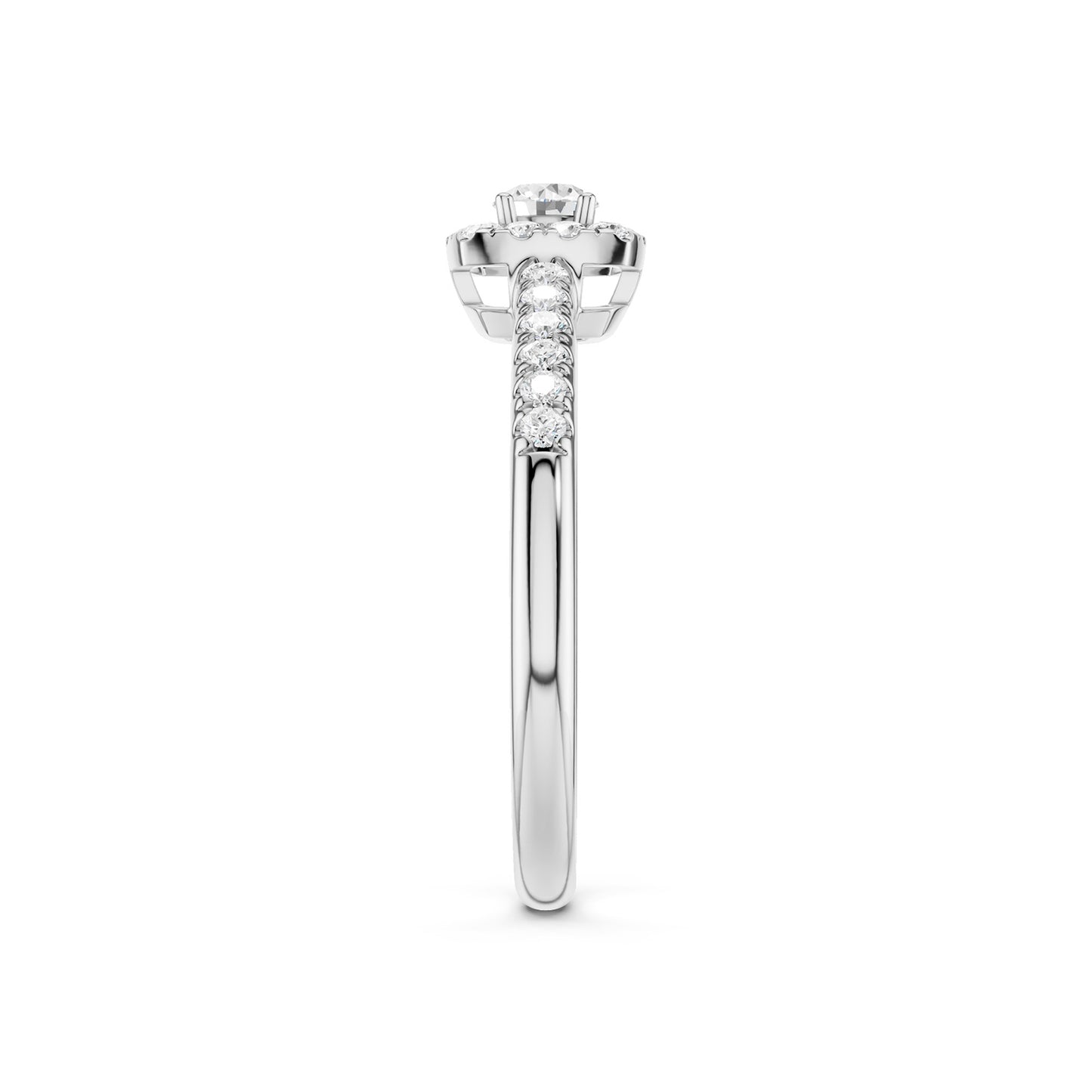 Round Center Princess Halo Ring