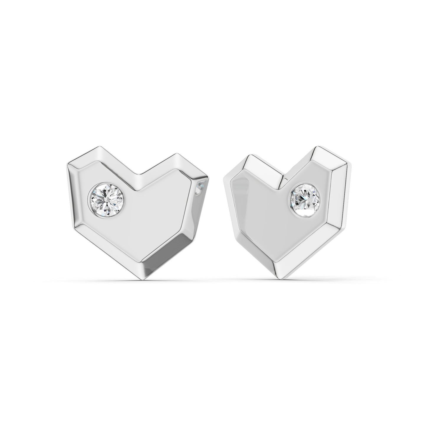 Faceted Heart Studs