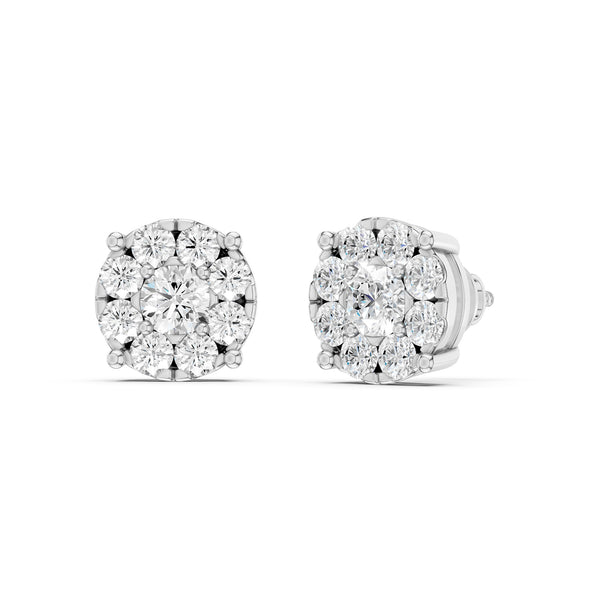 Round Cluster Double Prong Studs