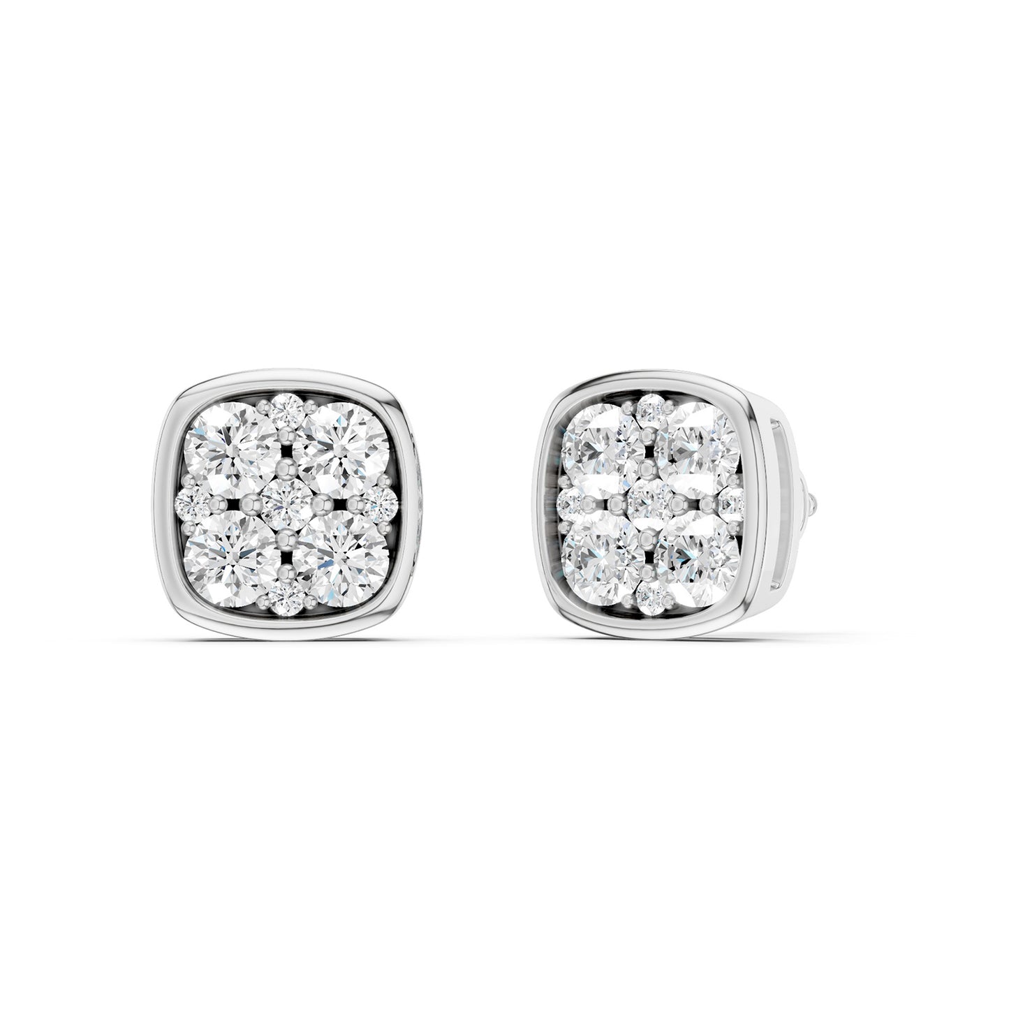 Cushion-Shaped Cluster Studs