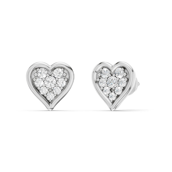 Diamond Heart Bezel-Set Studs
