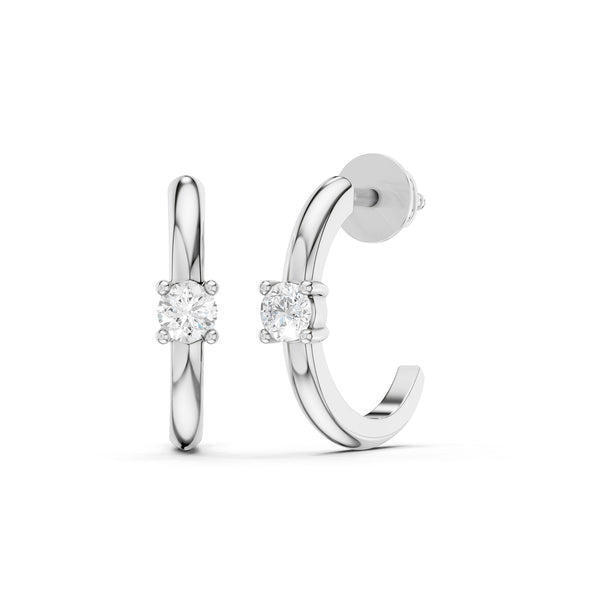 Solitaire Open-Hoop Earrings