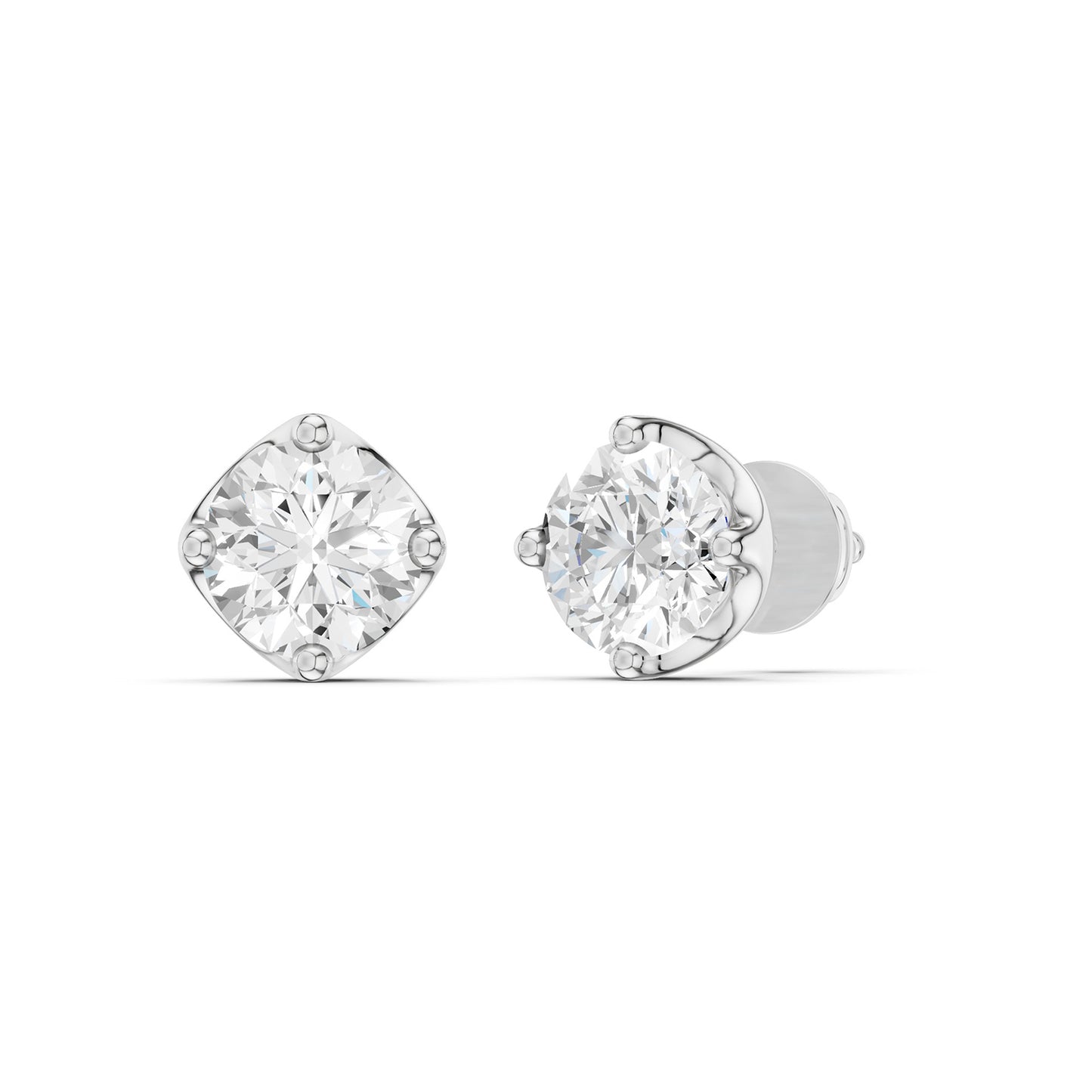Cushion-Set Solitaire Studs