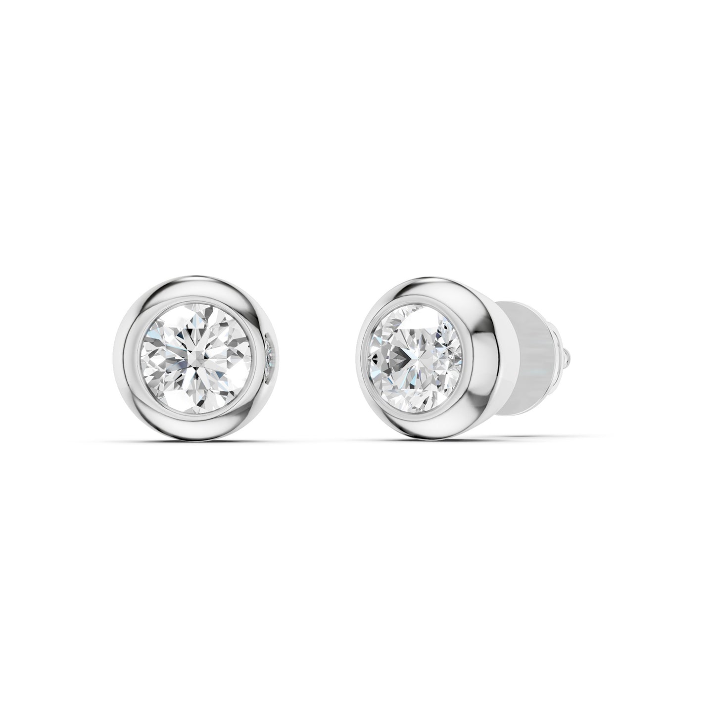 Faceted Thick Bezel Round Studs