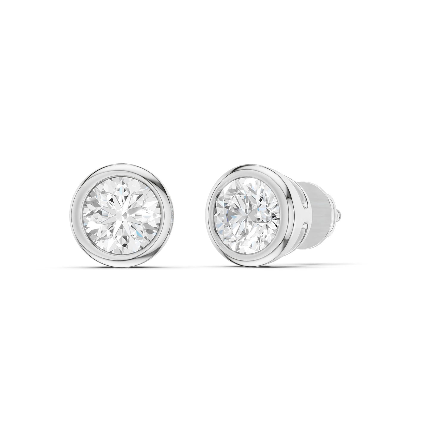 Faceted Bezel Round Studs