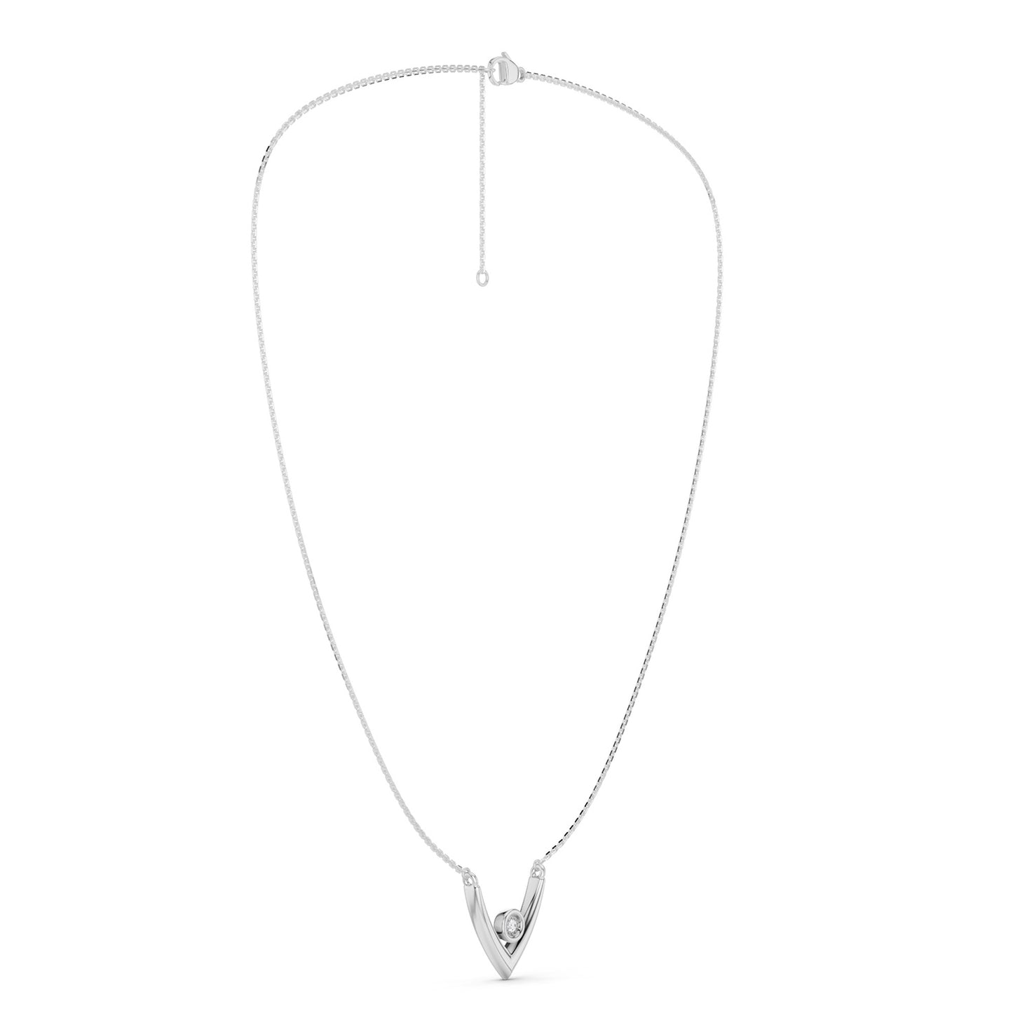 V Diamond Pendant Necklace