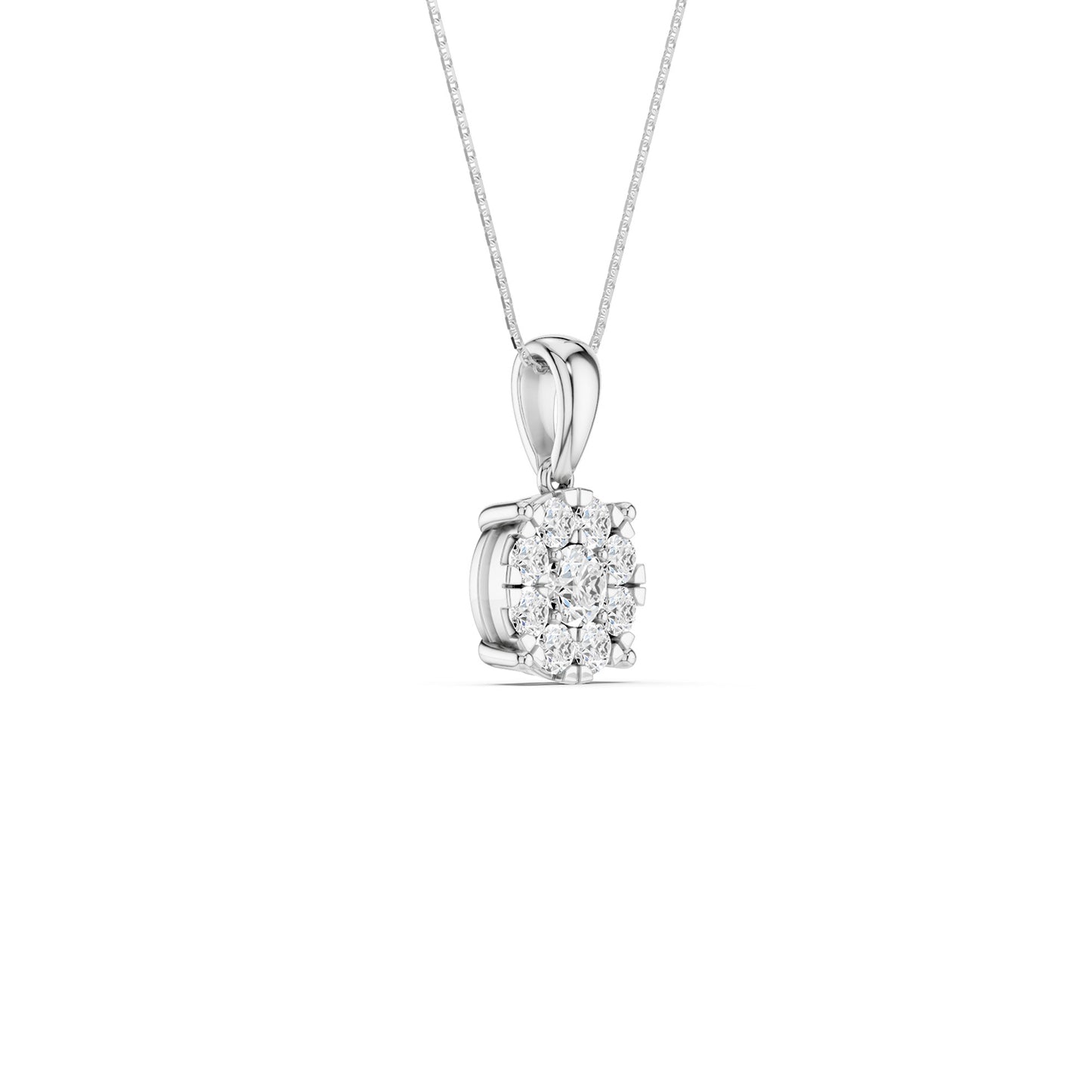 Round Cluster Double Prong Pendant