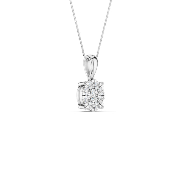 Round Cluster Double Prong Pendant