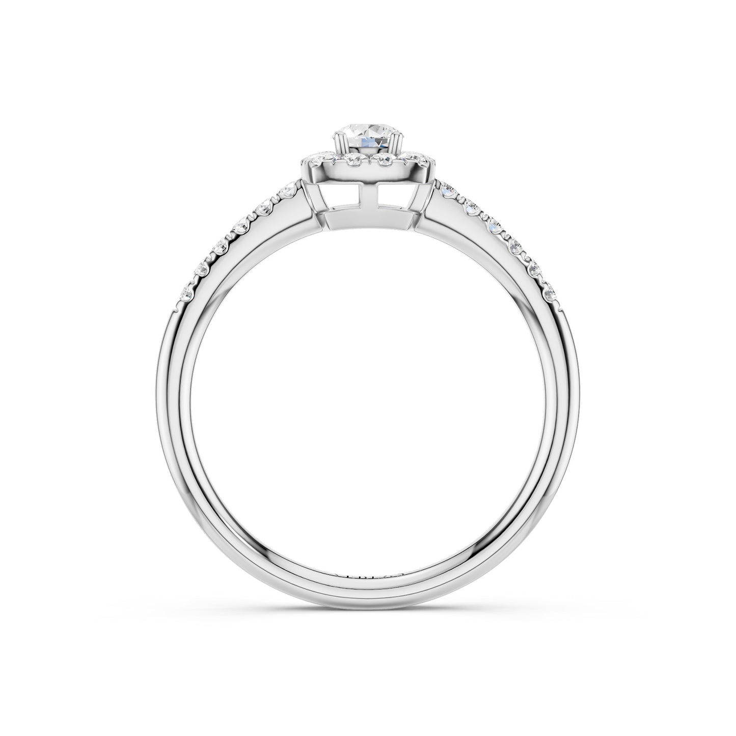 Round Center Princess Halo Ring