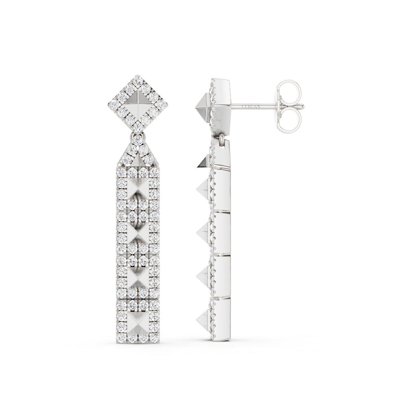 Zenyth Cascading Pyramid Drop Diamond Earrings