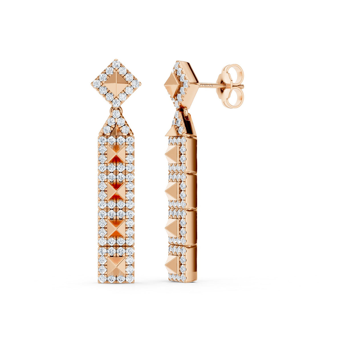 Zenyth Cascading Pyramid Drop Diamond Earrings